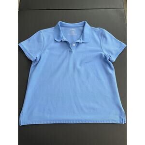 LL Bean Large Womens Polo Shirt Blue Short Sleeve Casual Ladies